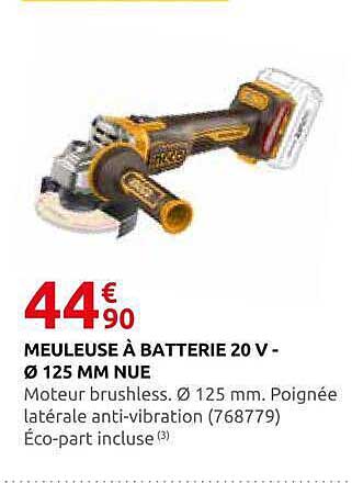 MEULEUSE À BATTERIE 20 V - Ø 125 MM NUE