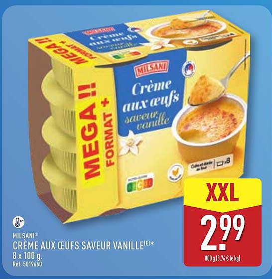 MILSANI CRÈME AUX ŒUFS SAVEUR VANILLE* 8 x 100 g.
