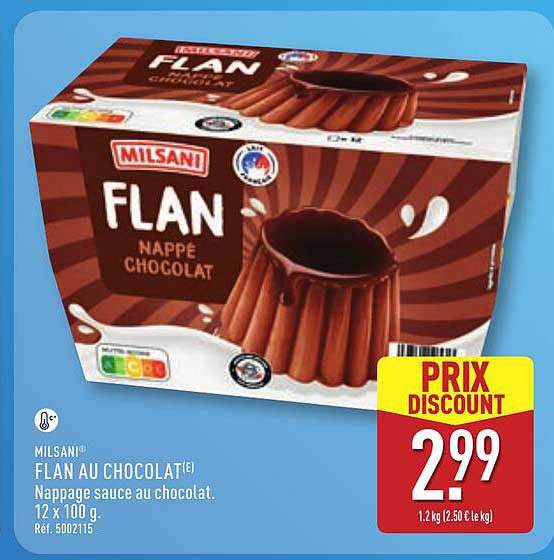 MILSANI FLAN AU CHOCOLAT® Nappage sauce au chocolat. 12 x 100 g. Réf. 5002115