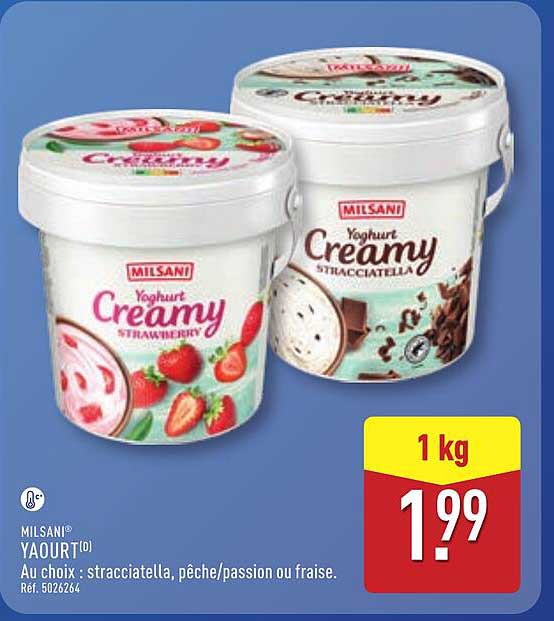 MILSANI YAOURT[0] Au choix : stracciatella, pêche/passion ou fraise.