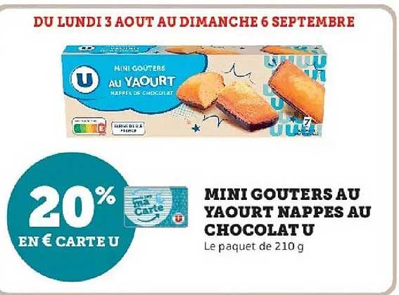 MINI GOUTERS AU YAOURT NAPPES AU CHOCOLAT U