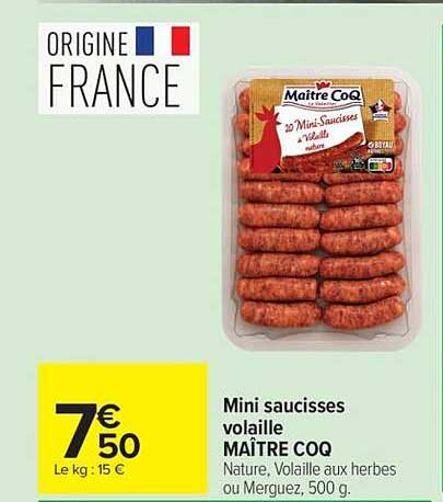 Mini saucisses volaille MAÎTRE COQ