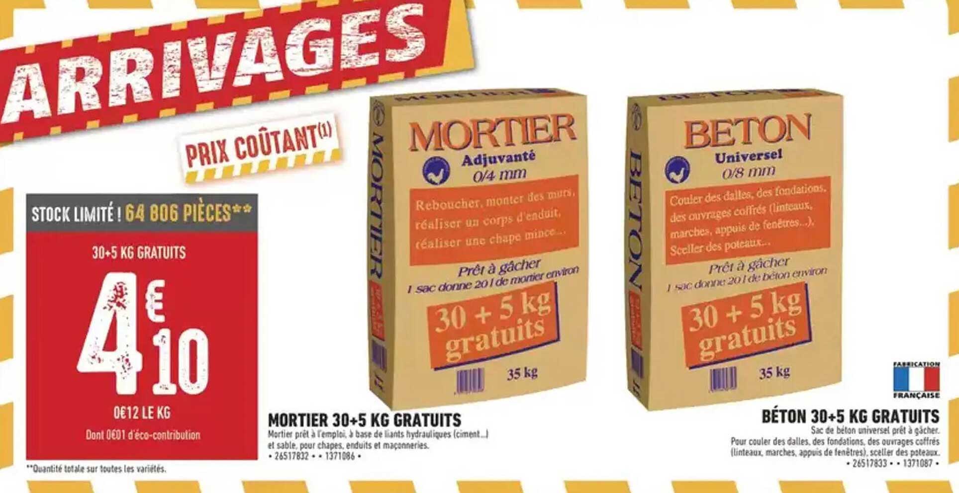 MORTIER 30+5 KG GRATUITS