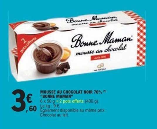 MOUSSE AU CHOCOLAT NOIR 70% "BONNE MAMAN"