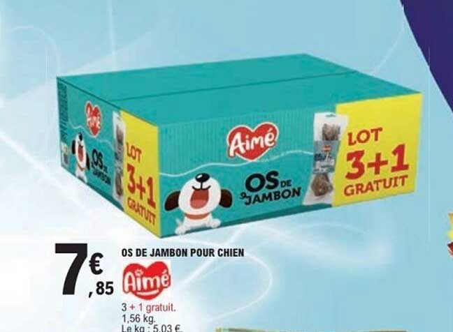 OS DE JAMBON POUR CHIEN Aimé 3 + 1 gratuit.