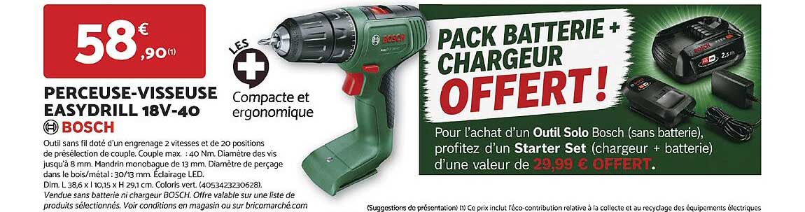 PACK BATTERIE + CHARGEUR OFFERT!
