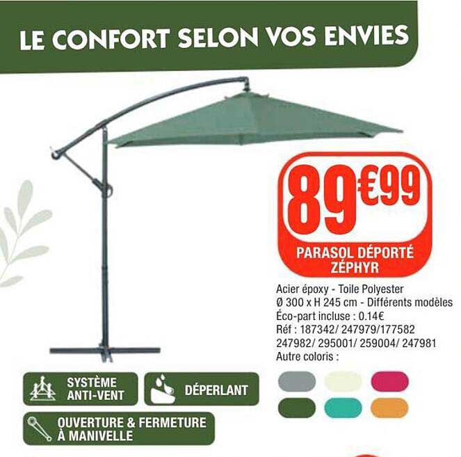 PARASOL DÉPORTÉ ZÉPHYR