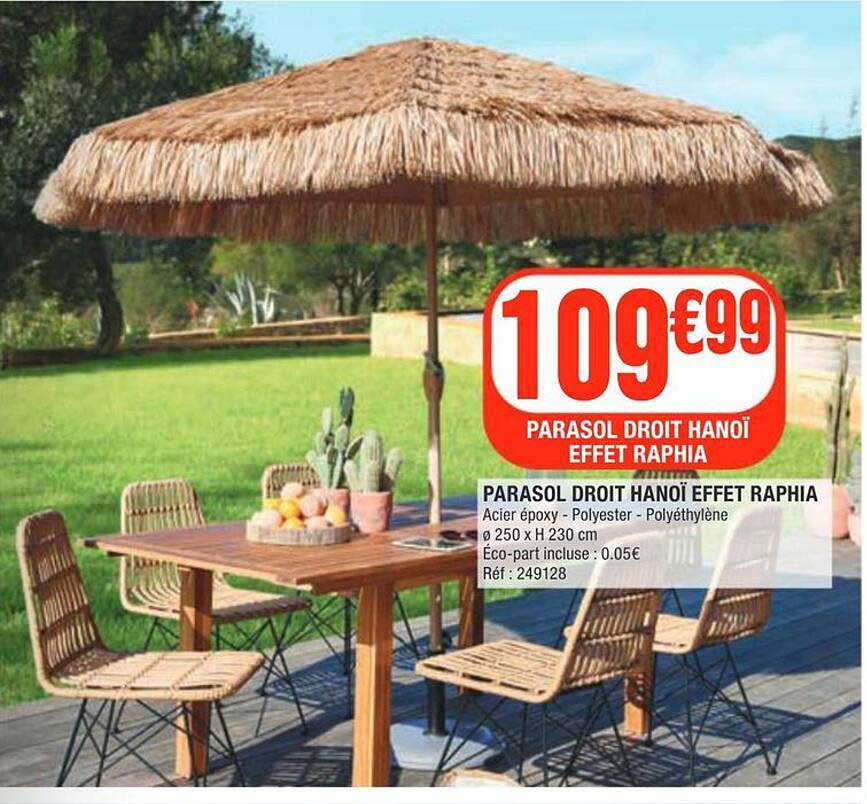 PARASOL DROIT HANOÏ EFFET RAPHIA