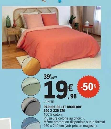 PARURE DE LIT BICOLORE 240 X 220 CM