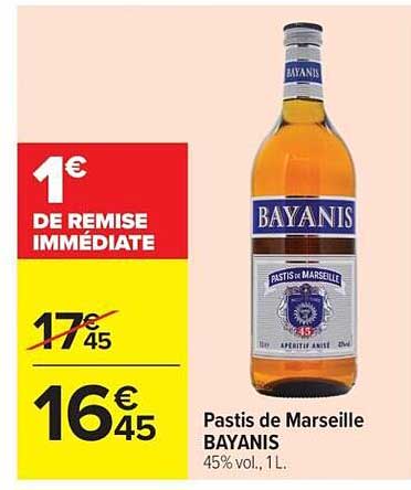 Pastis de Marseille BAYANIS 45% vol., 1L
