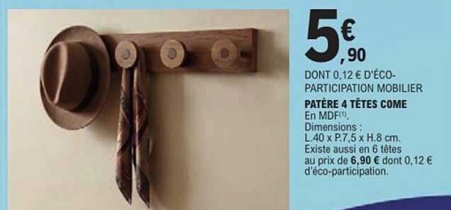 PATÈRE 4 TÊTES COMME