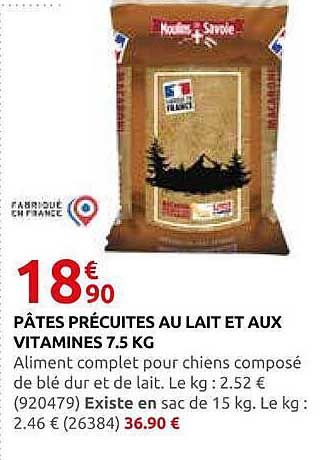 PÂTES PRÉCUITES AU LAIT ET AUX VITAMINES 7.5 KG