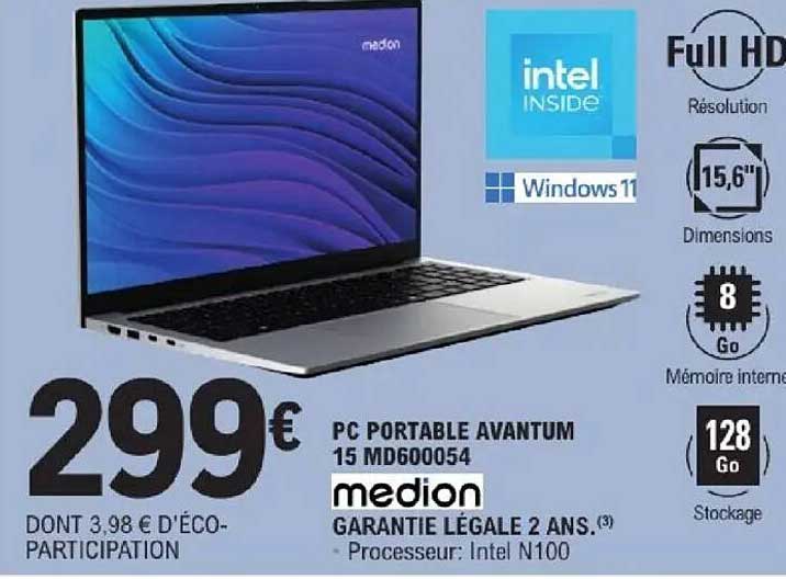 PC PORTABLE AVANTUM 15 MD600054 medion