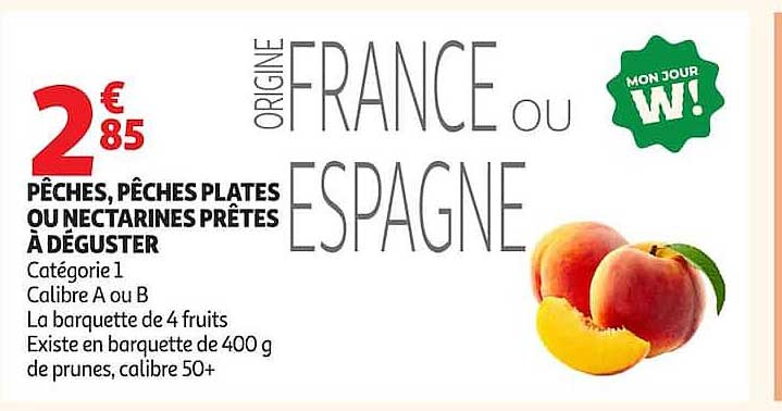 PÊCHES, PÊCHES PLATES OU NECTARINES PRÊTES À DÉGUSTER