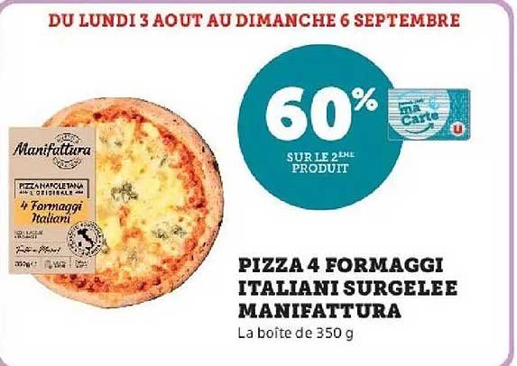 PIZZA 4 FORMAGGI ITALIANI SURGELEE MANIFATTURA