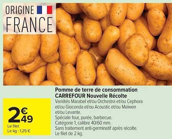 Pomme de terre de consommation CARREFOUR Nouvelle Récolte
