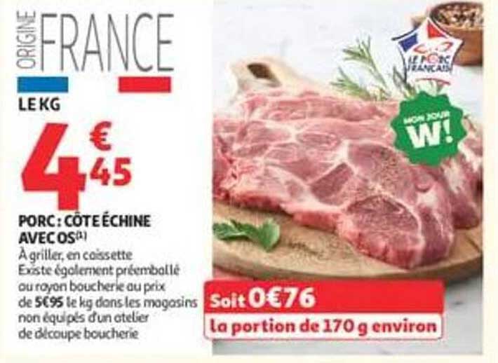 PORC : CÔTE ÉCHINE AVEC OS