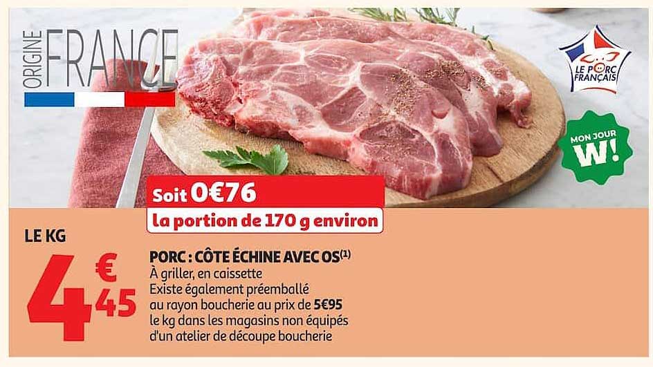 PORC: CÔTE ÉCHINE AVEC OS(1)
