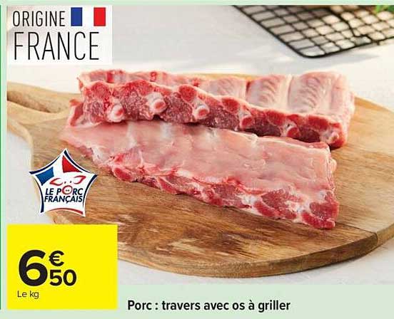 Porc : travers avec os à griller