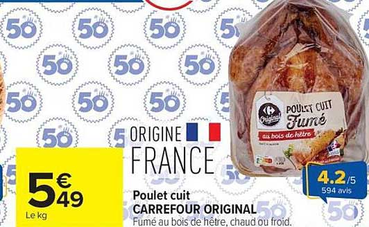 Poulet cuit CARREFOUR ORIGINAL