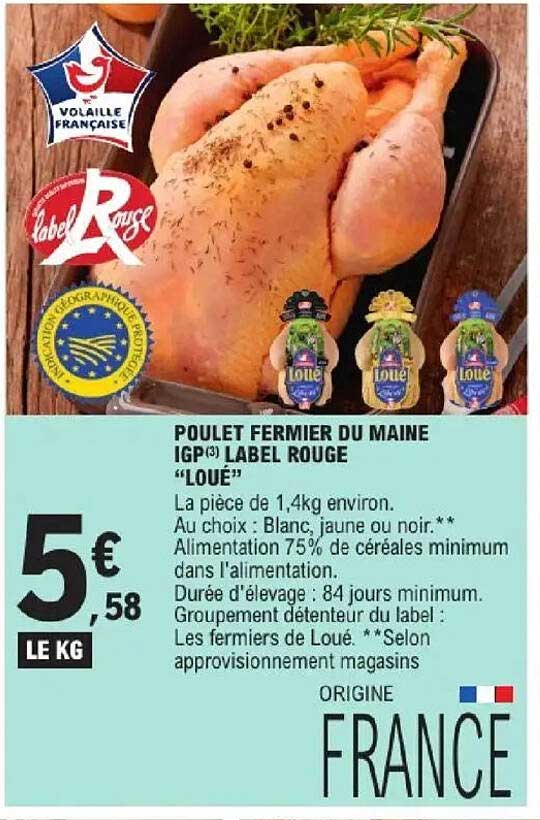 POULET FERMIER DU MAINE IGP LABEL ROUGE “LOUÉ”
