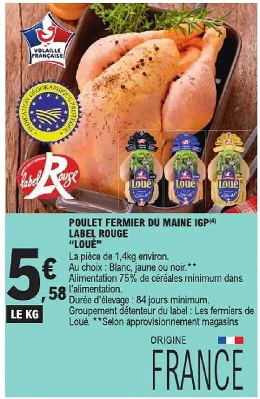 POULET FERMIER DU MAINE IGP LABEL ROUGE "LOUÉ"