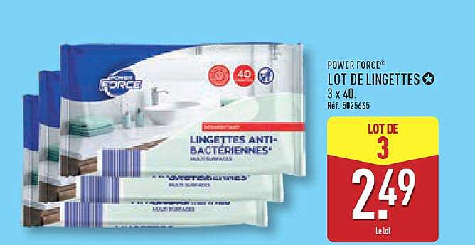 POWER FORCE® LOT DE LINGETTES 3 x 40. Réf. 5025665