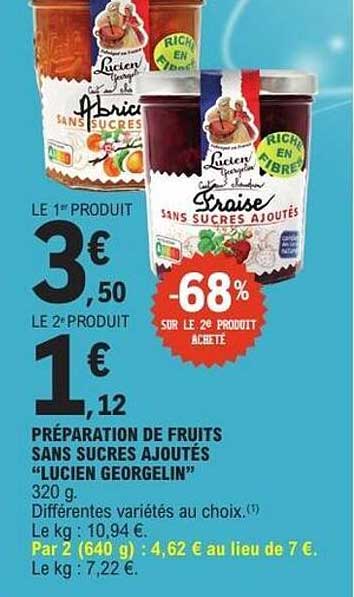 PRÉPARATION DE FRUITS SANS SUCRES AJOUTÉS “LUCIEN GEORGELIN”