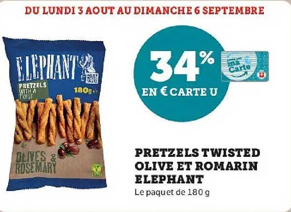 PRETZELS TWISTED OLIVE ET ROMARIN ELEPHANT