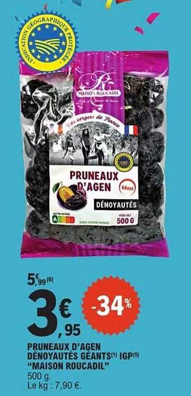 PRUNEAUX D’AGEN DÉNOYAUTÉS GÉANTS(1) IGP(5) “MAISON ROUCADIL” 500 g