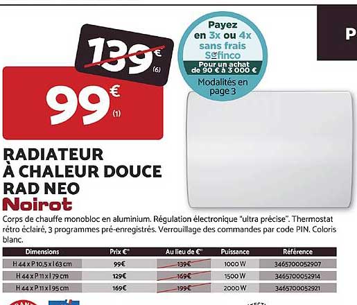 RADIATEUR À CHALEUR DOUCE RAD NEO Noirot