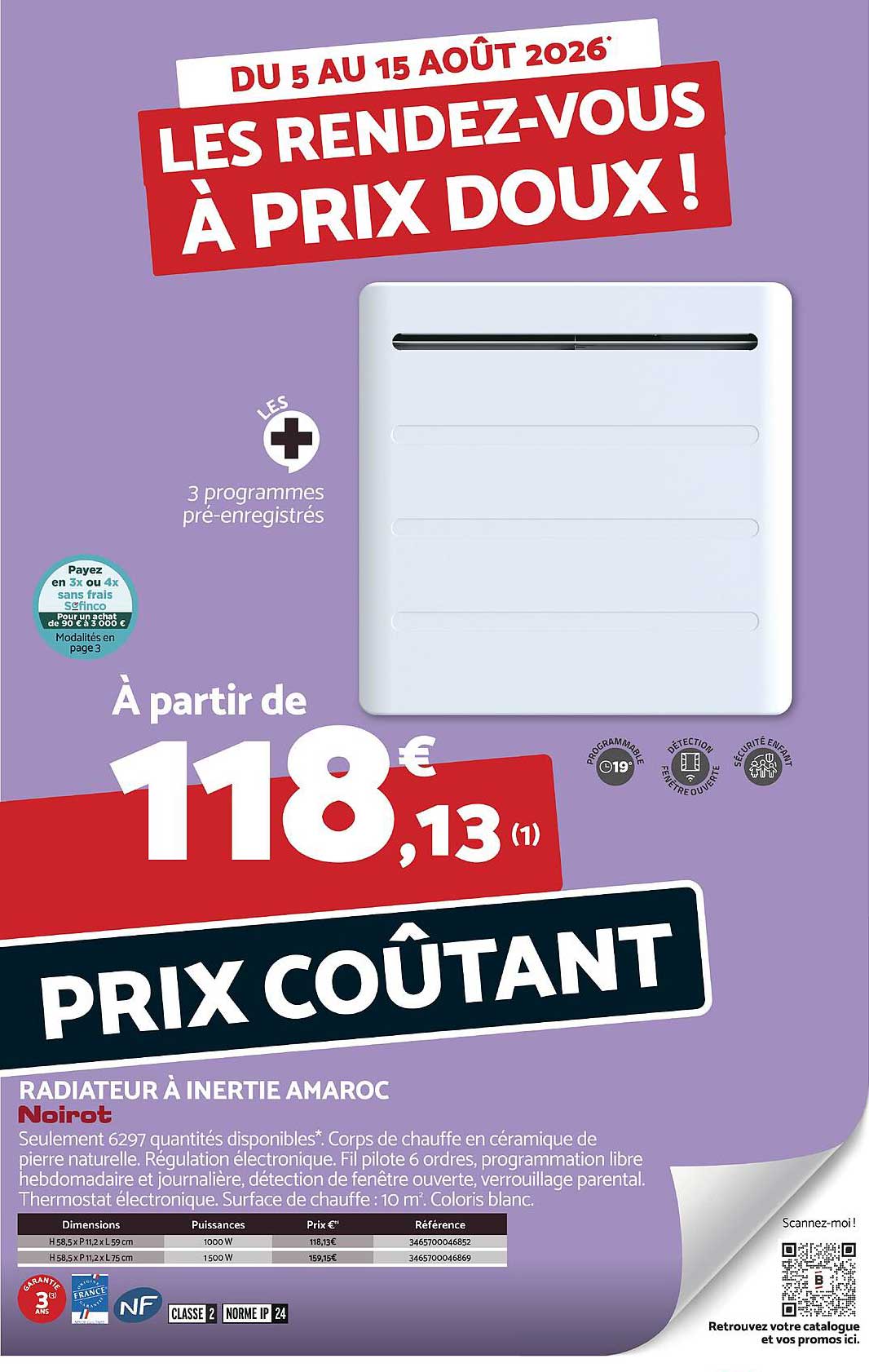 RADIATEUR À INERTIE AMAROC Noirot