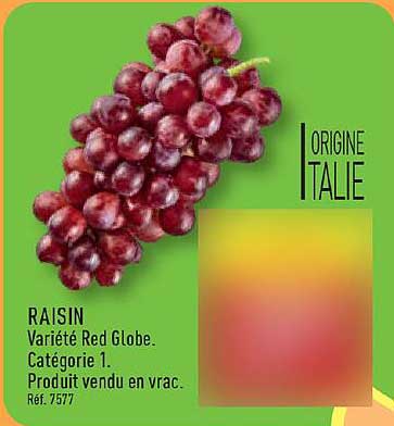 RAISIN Variété Red Globe. Catégorie 1. Produit vendu en vrac. Ref. 7577