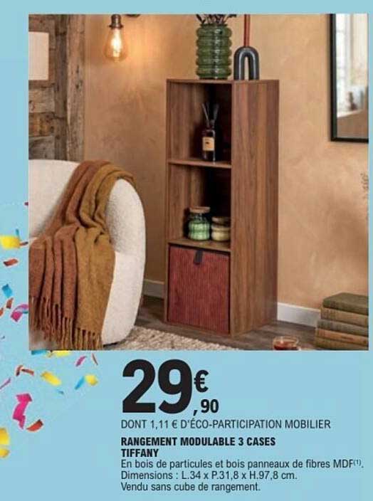 RANGEMENT MODULABLE 3 CASES TIFFANY
