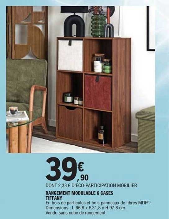 RANGEMENT MODULABLE 6 CASES TIEFFANY