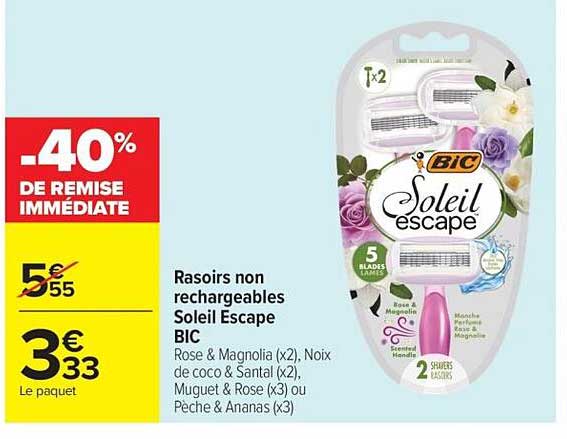 Rasoirs non rechargeables Soleil Escape BIC