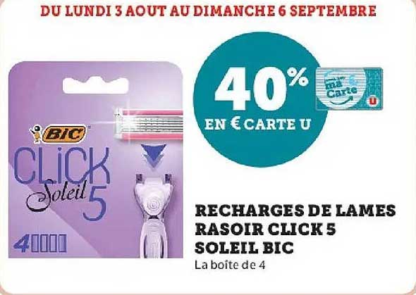 RECHARGES DE LAMES RASOIR CLICK 5 SOLEIL BIC