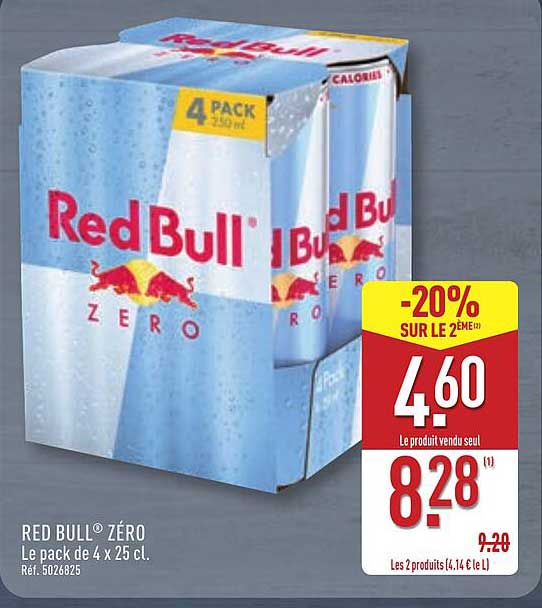 RED BULL® ZÉRO Le pack de 4 x 25 cl.