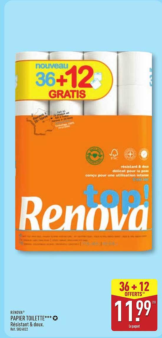 RENOVA® PAPIER TOILETTE*** Résistant & doux.
