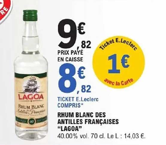 Rhum blanc des Antilles françaises “LAGOA”