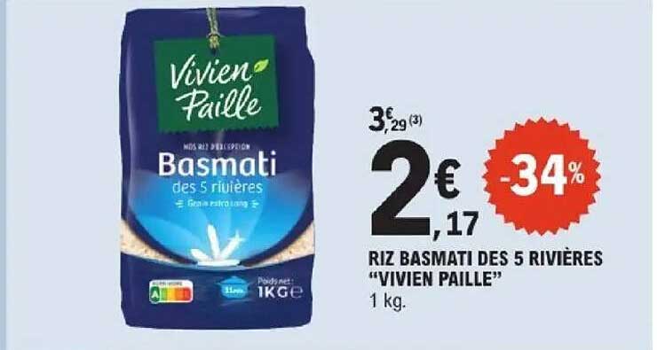 RIZ BASMATI DES 5 RIVIÈRES “VIVIEN PAILLE” 1 kg.
