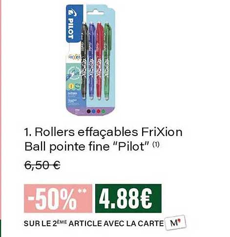 Rollers effaçables FriXion Ball pointe fine “Pilot”