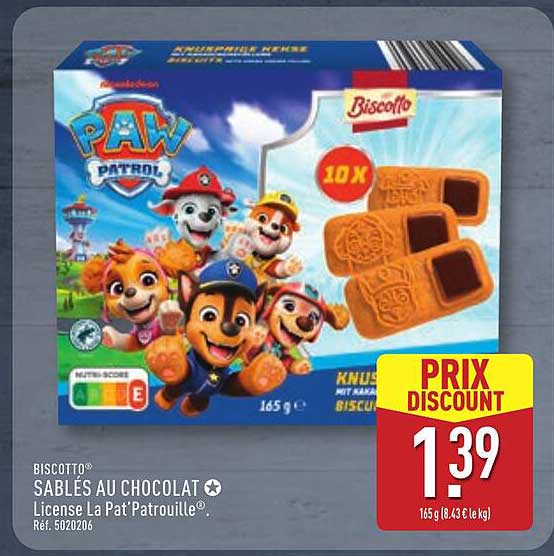 SABLES AU CHOCOLAT License La Pat'Patrouille®.