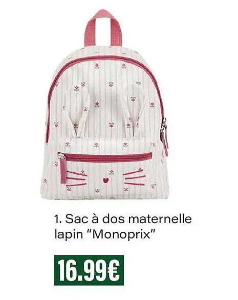 Sac à dos maternelle lapin "Monoprix"