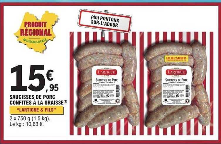 SAUCISSES DE PORC CONFITES À LA GRAISSE “L’ARTIGUE & FILS”