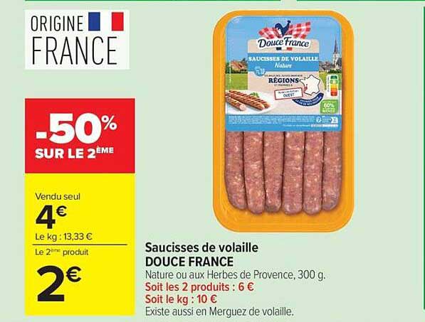 Saucisses de volaille DOUCE FRANCE
