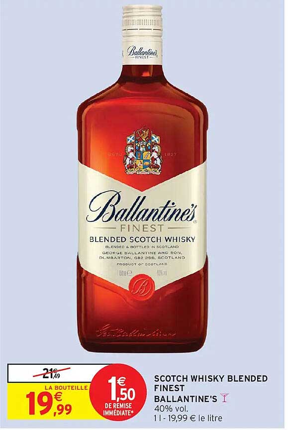 SCOTCH WHISKY BLENDED FINEST BALLANTINE'S 40% vol. 1 l