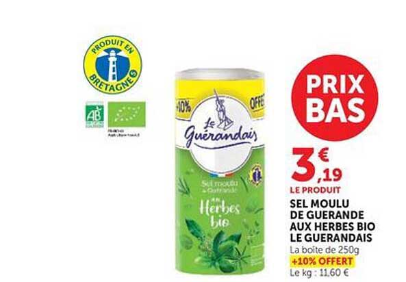 SEL MOULU DE GUERANDE AUX HERBES BIO LE GUERANDAIS