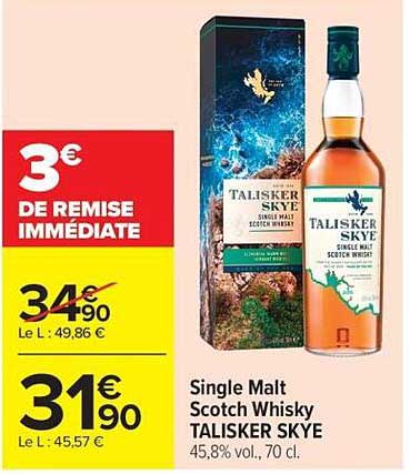 Single Malt Scotch Whisky TALISKER SKYE 45,8% vol., 70 cl.