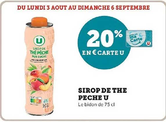 SIROP DE THE PECHE U Le bidon de 75 cl